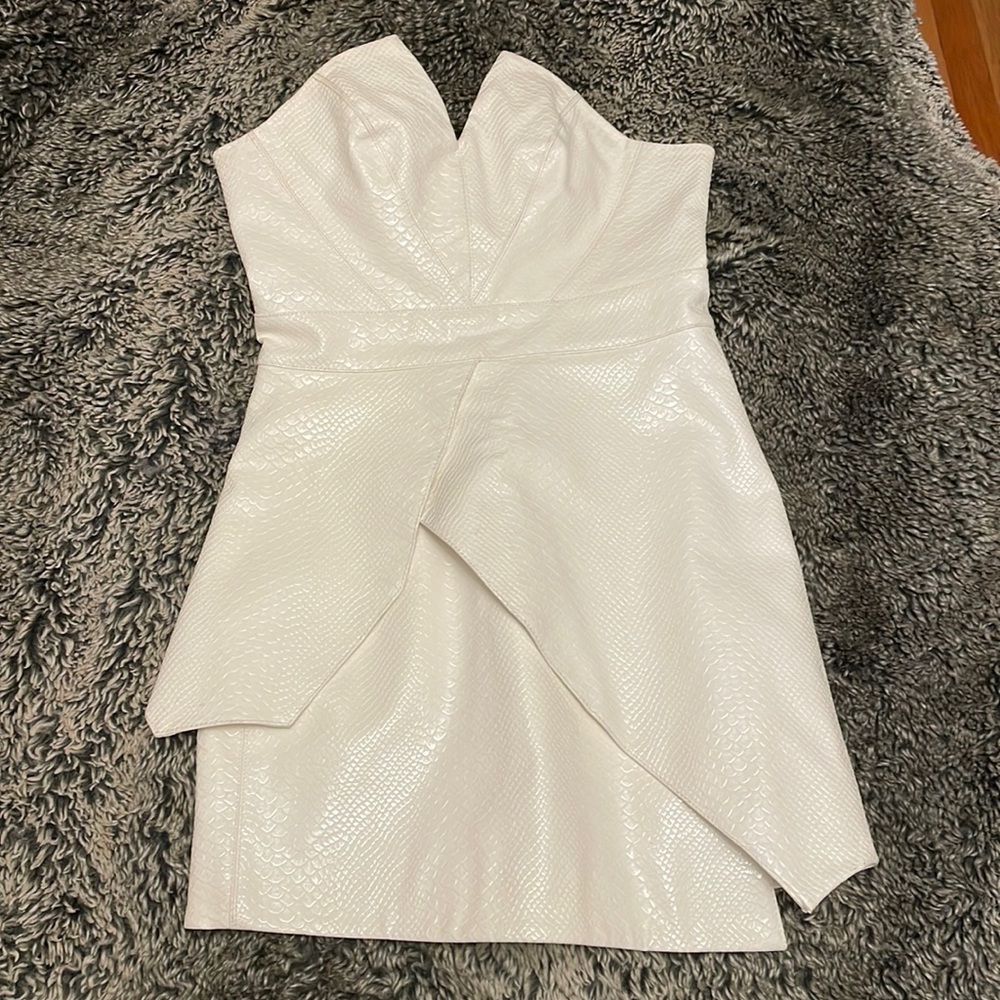 Cream faux leather snakeskin House of CB mini dress